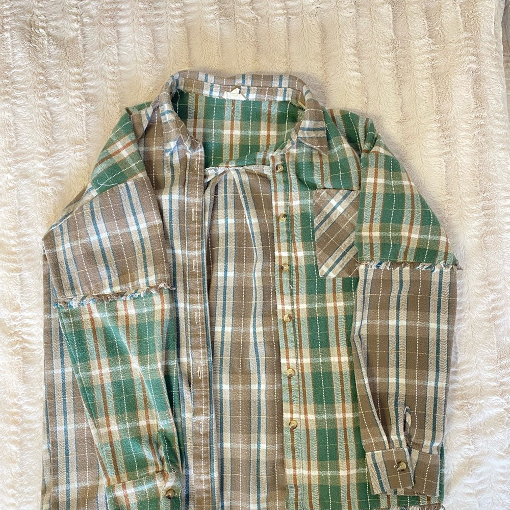 Hem & Thread Casual Plaid Button Shirt in Green and Brown